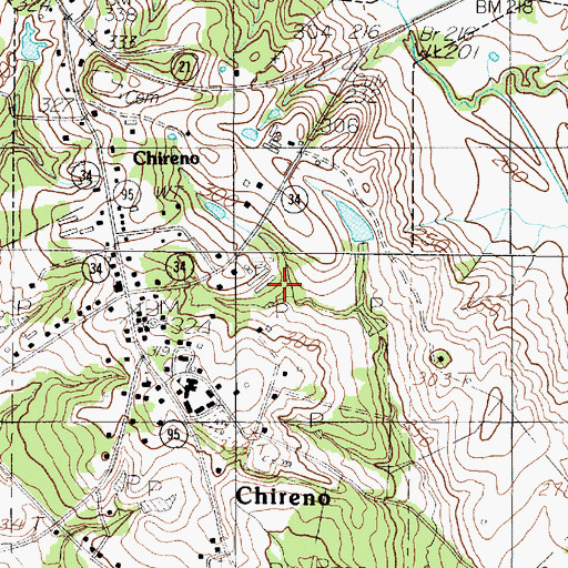 Topographic Map of City of Chireno, TX