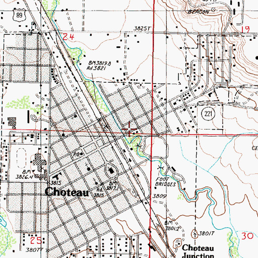 Topographic Map of City of Choteau, MT