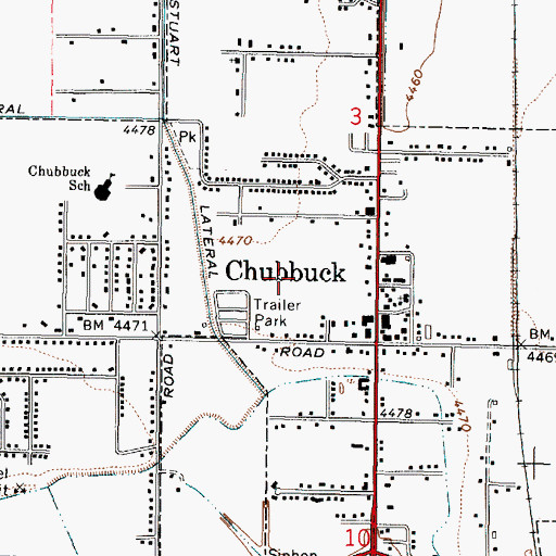 Topographic Map of City of Chubbuck, ID