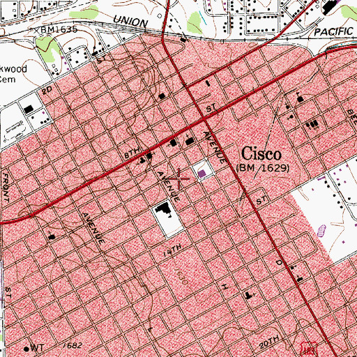 Topographic Map of City of Cisco, TX