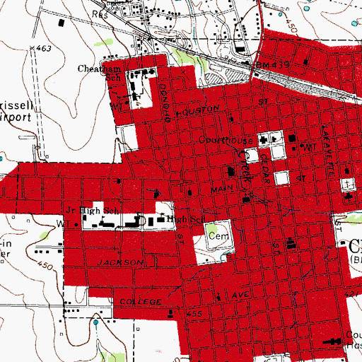 Topographic Map of City of Clarksville, TX
