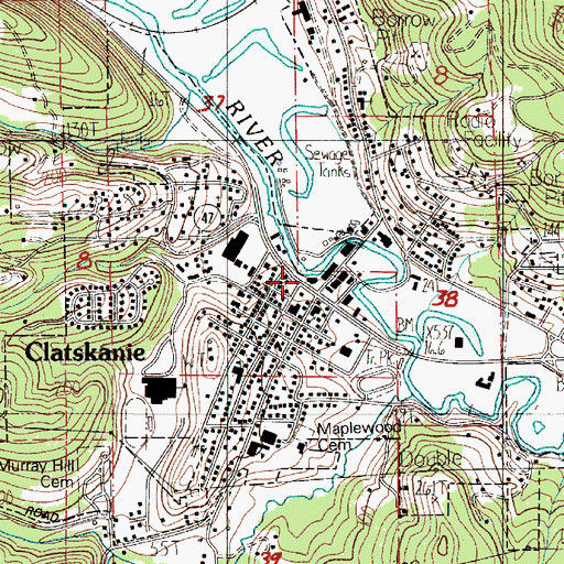 Topographic Map of City of Clatskanie, OR