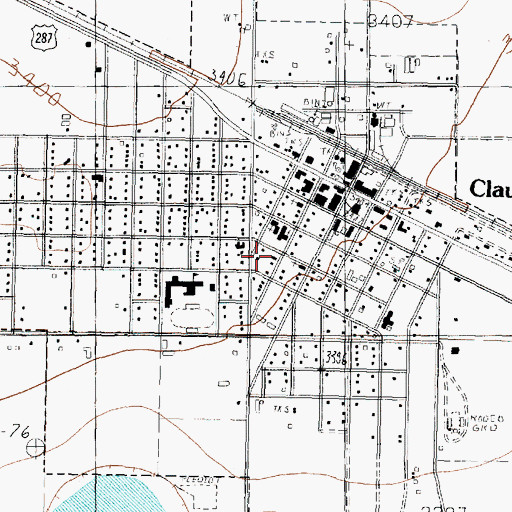Topographic Map of City of Claude, TX