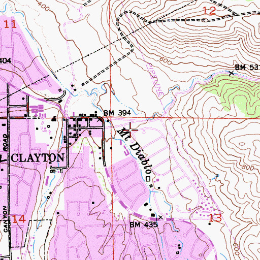 Topographic Map of City of Clayton, CA