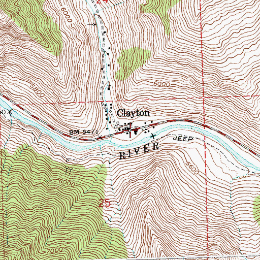 Topographic Map of City of Clayton, ID