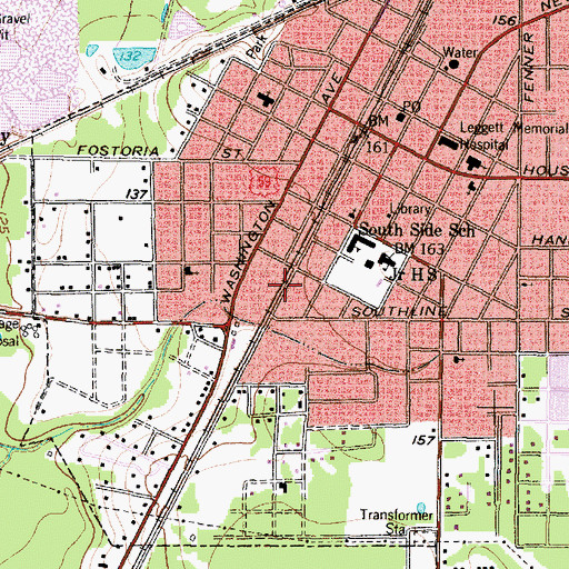 Topographic Map of City of Cleveland, TX