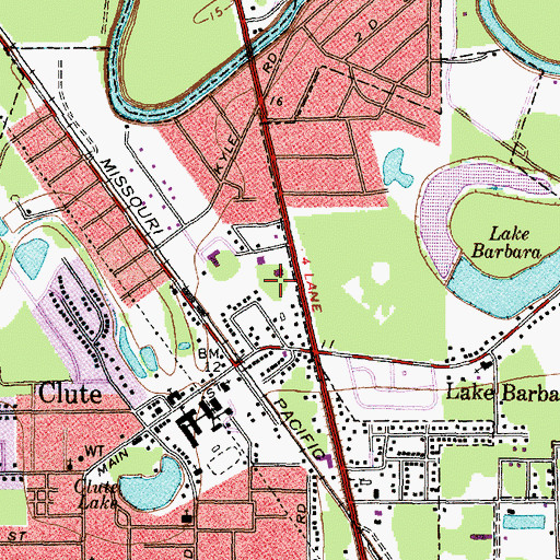 Topographic Map of City of Clute, TX
