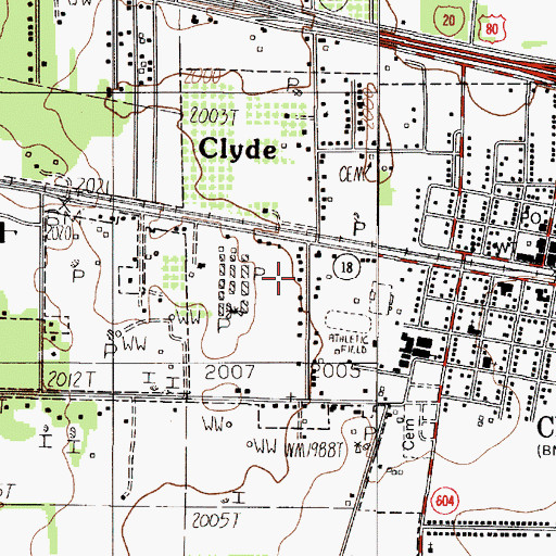Topographic Map of City of Clyde, TX