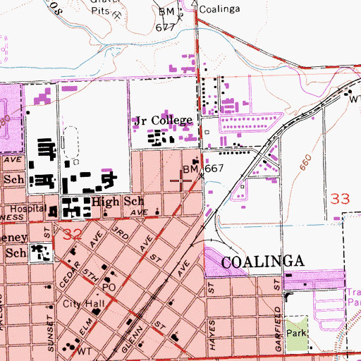 Topographic Map of City of Coalinga, CA