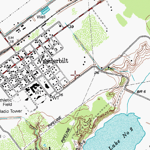 Topographic Map of Vanderbilt Census Designated Place, TX