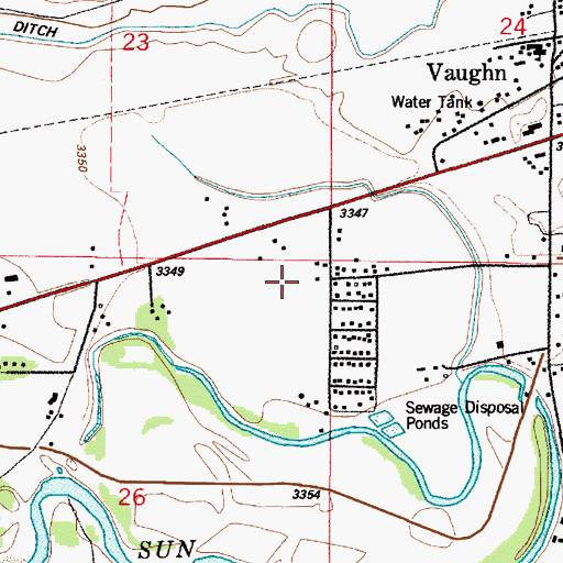 Topographic Map of Vaughn Census Designated Place, MT