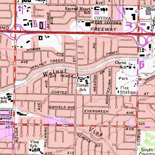 Topographic Map of Cortez School, CA