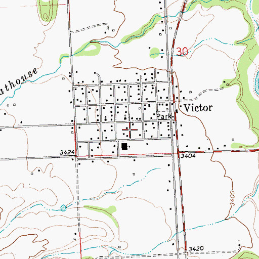 Topographic Map of Victor Census Designated Place, MT