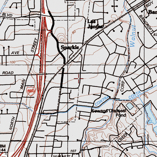 Topographic Map of Contra Costa Centre Census Designated Place, CA