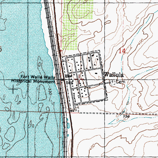 Topographic Map of Wallula Census Designated Place, WA