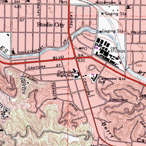 Topographic Map of Corvallis High School, CA