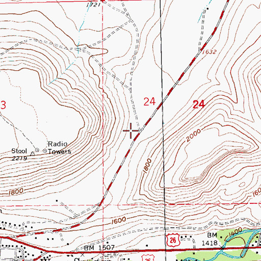 Topographic Map of Warm Springs Census Designated Place, OR