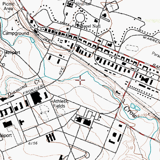 Topographic Map of Warren Air Force Base Census Designated Place, WY