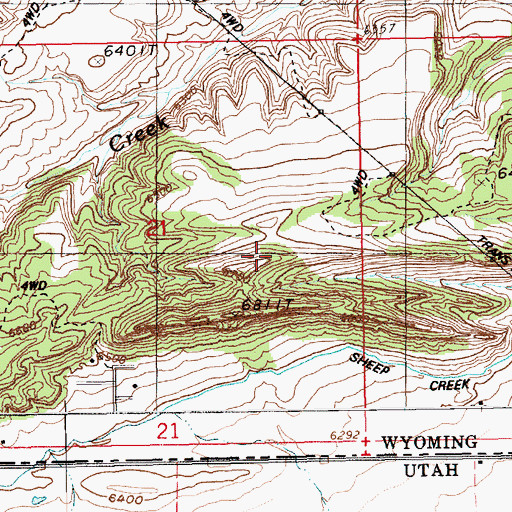Topographic Map of Washam Census Designated Place, WY