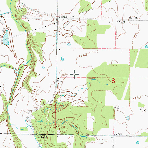 Topographic Map of Watts Community Census Designated Place, OK