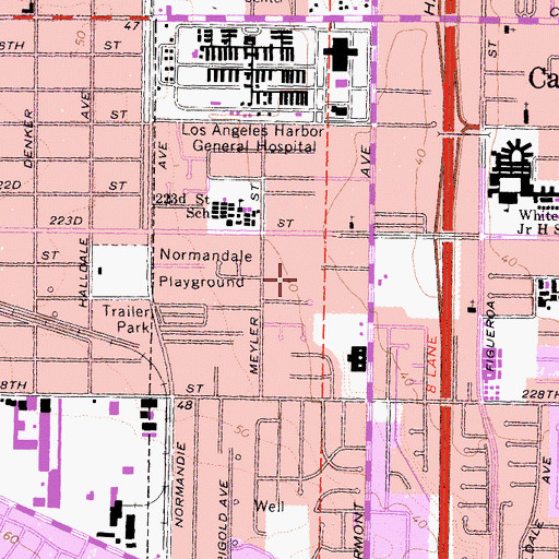Topographic Map of West Carson Census Designated Place, CA
