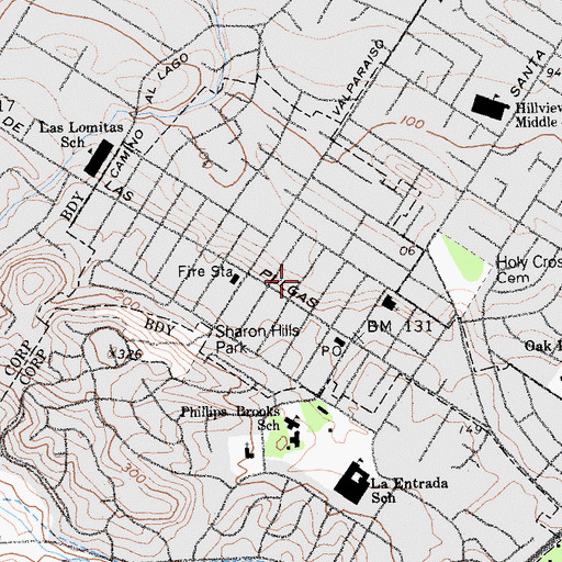 Topographic Map of West Menlo Park Census Designated Place, CA