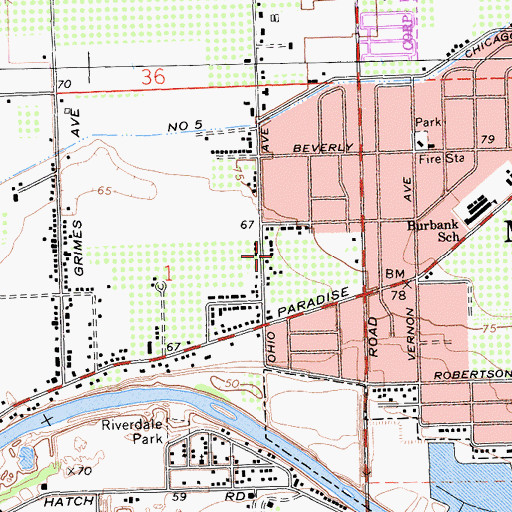 Topographic Map of West Modesto Census Designated Place, CA