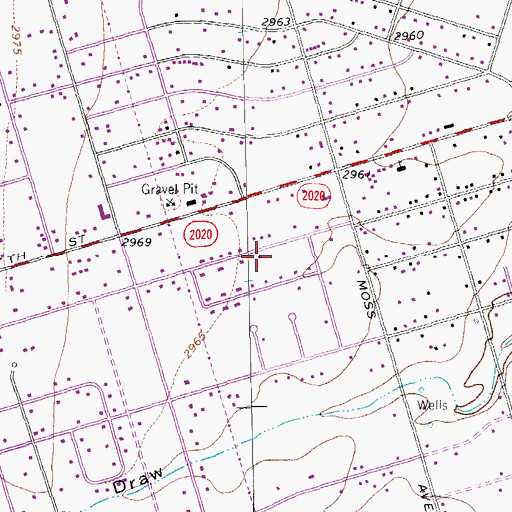Topographic Map of West Odessa Census Designated Place, TX