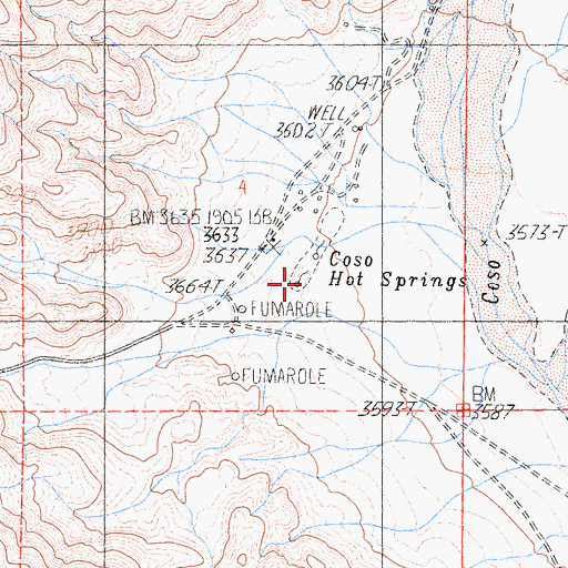 Topographic Map of Coso Hot Springs, CA