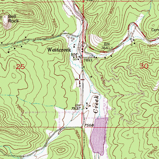 Topographic Map of Westcreek Census Designated Place, CO