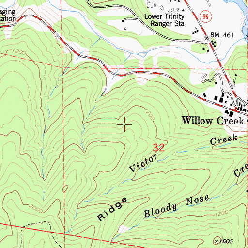 Topographic Map of Willow Creek Census Designated Place, CA