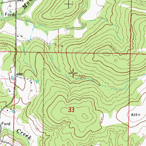 Topographic Map of Woodall Census Designated Place, OK