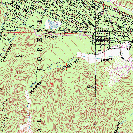 Topographic Map of Wrightwood Census Designated Place, CA