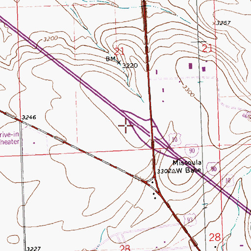 Topographic Map of Wye Census Designated Place, MT