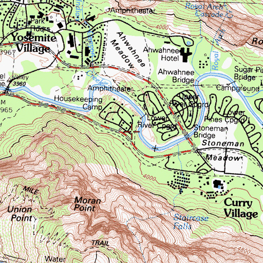 Topographic Map of Yosemite Valley Census Designated Place, CA