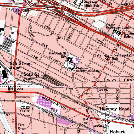 Topographic Map of Costello Recreation Center, CA