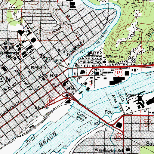 Topographic Map of City of Aberdeen, WA