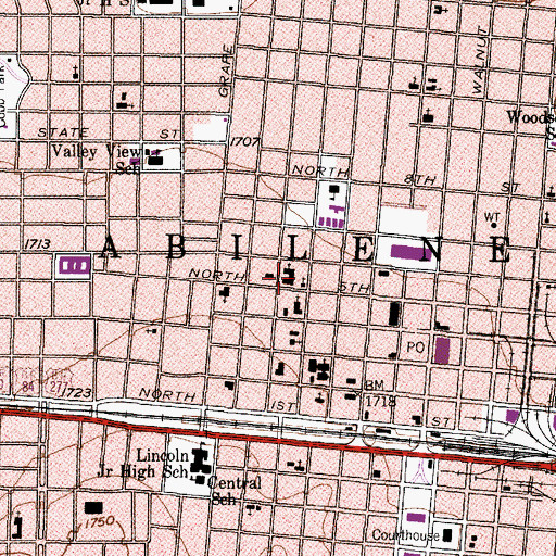 Topographic Map of City of Abilene, TX