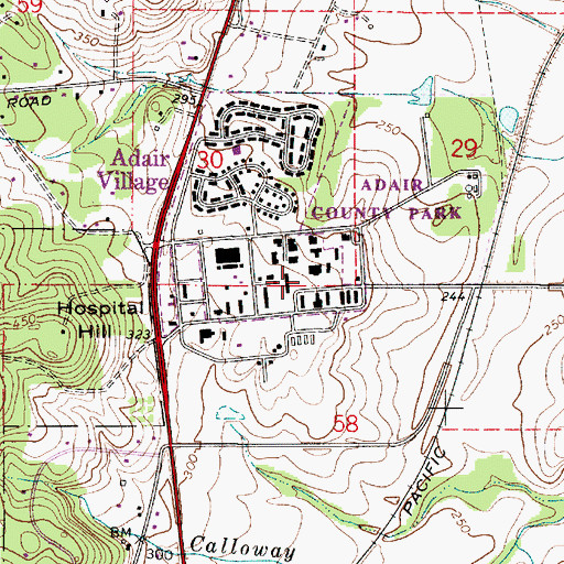 Topographic Map of City of Adair Village, OR