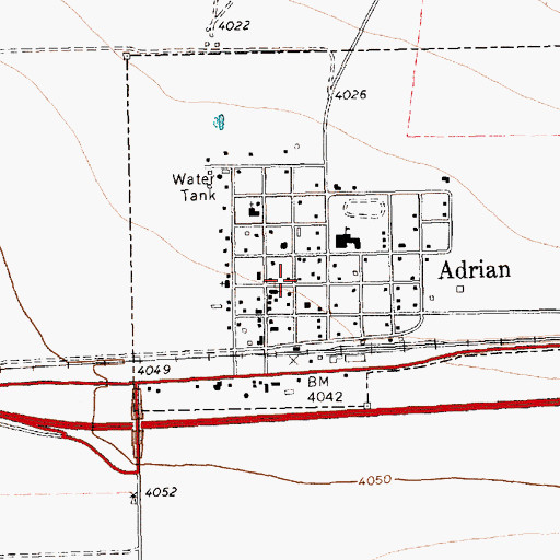 Topographic Map of City of Adrian, TX