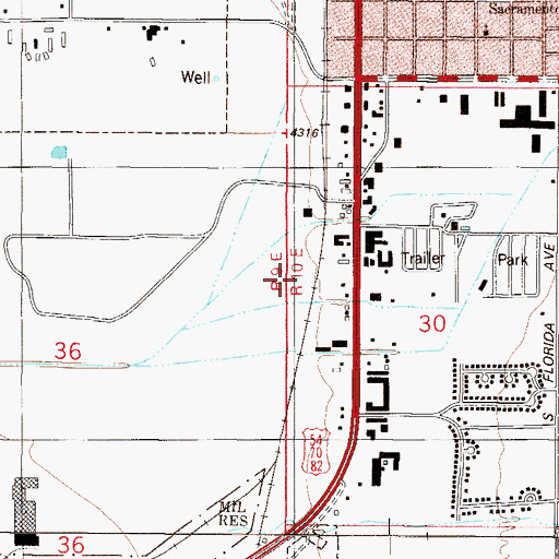 Topographic Map of City of Alamogordo, NM
