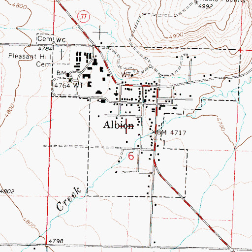 Topographic Map of City of Albion, ID