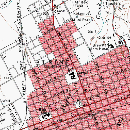 Topographic Map of City of Alpine, TX