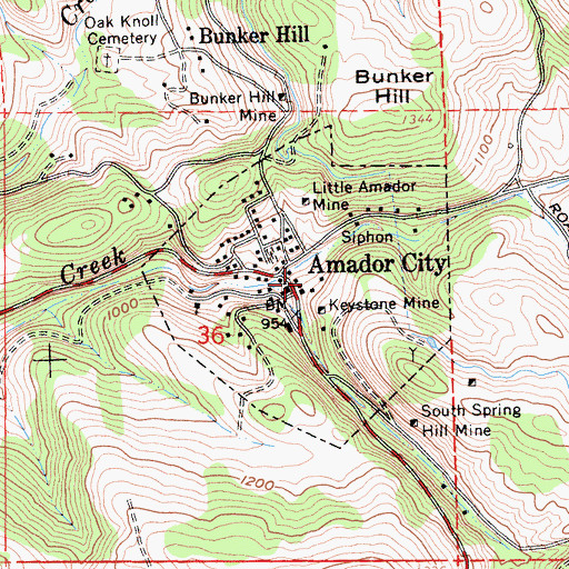 Topographic Map of City of Amador City, CA