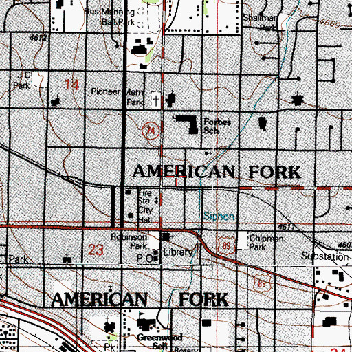 Topographic Map of City of American Fork, UT