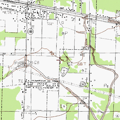 Topographic Map of City of Ames, TX