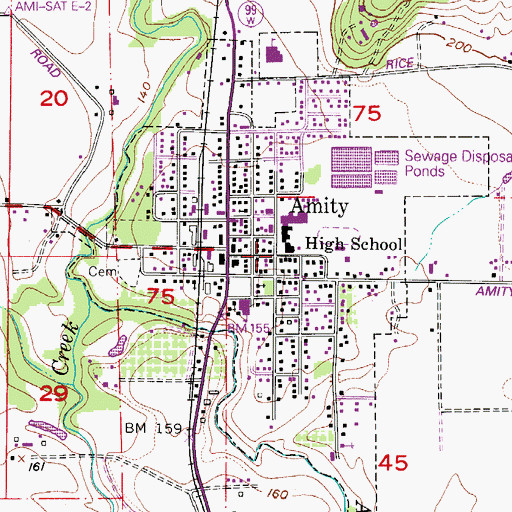 Topographic Map of City of Amity, OR