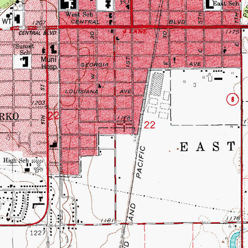 Topographic Map of City of Anadarko, OK