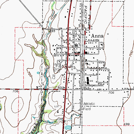 Topographic Map of City of Anna, TX