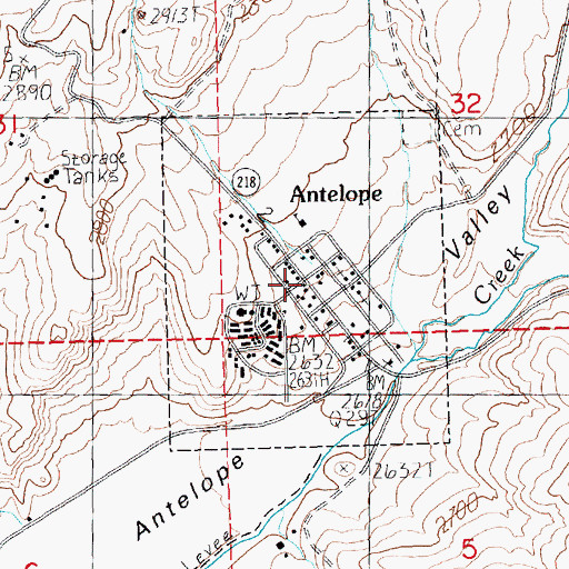 Topographic Map of City of Antelope, OR